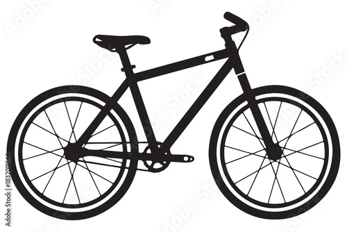 Bicycle silhouette icon in black and white minimal design

