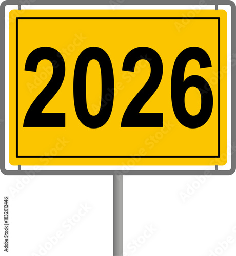 Ortsschild mit Jahreszahl 2026