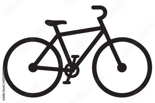 Bicycle silhouette icon in black and white minimal design
