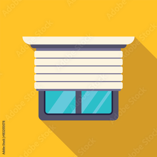 Window with partially lowered blinds providing privacy in a modern flat design