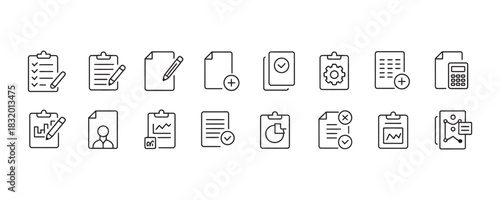Minimalist office icons for business productivity and organization