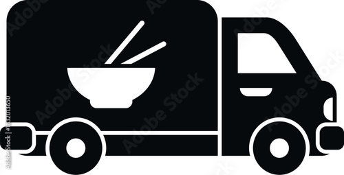 Black silhouette icon showing fast food delivery service van