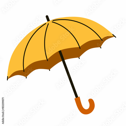 Yellow umbrella in cute flat style for rainy season themes 