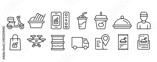 Convenient food delivery services with scooter, drone, and online ordering for fast meal solutions and happy customers in modern times