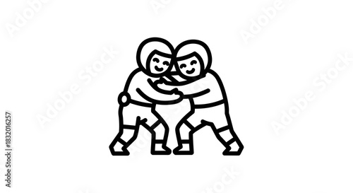 Dynamic wrestling match illustration depicting skill strength and sportsmanship elements