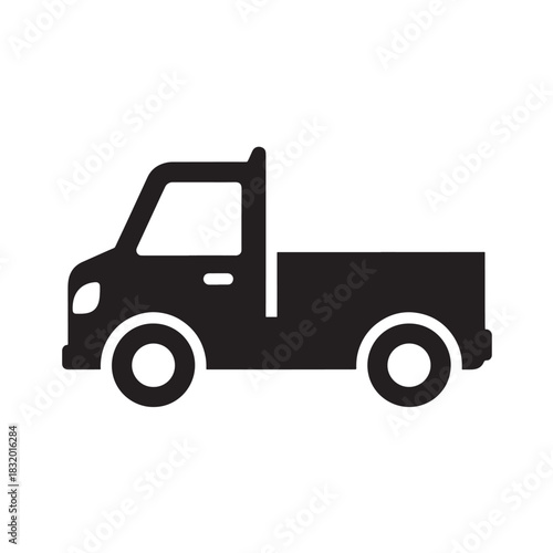 Silhouette of a pickup truck simple flat vector icon for transportation and delivery services isolated on white background
