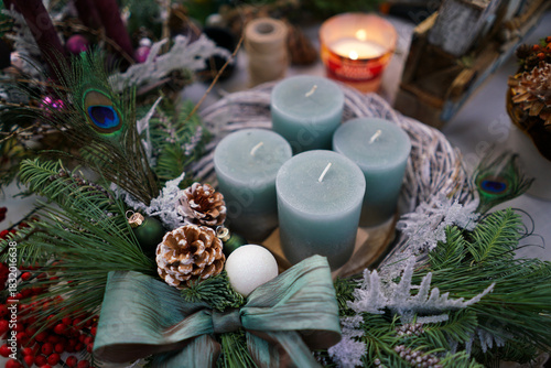 Christmas candles. Close up. 