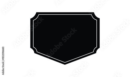 Blank black shield shape with white outline isolated on white background
