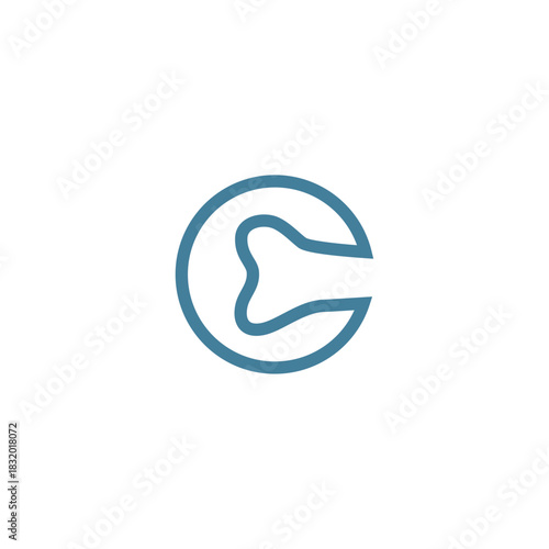 simple bone line with circle logo icon vector template