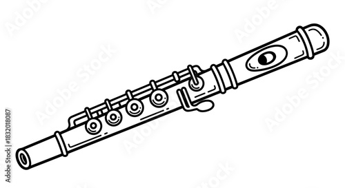 Elegant flute illustration showcasing precision detailing and musicality capturing melodic essence