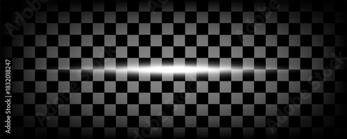 White laser beams isolated on black background. Abstract light effect. Blue lens flash. Horizontal rays glowing in the dark. Speed ​​vector illustration. road.