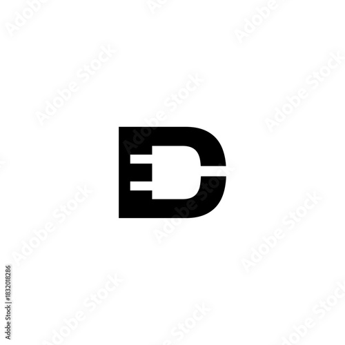 letter D initial with charger logo icon vector template