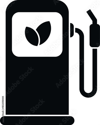 Gas pump with leaf symbol representing eco friendly, renewable energy options