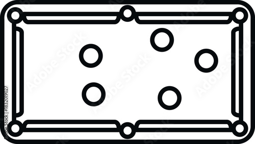 Billiards pool table illustrating a game with multiple balls and pockets