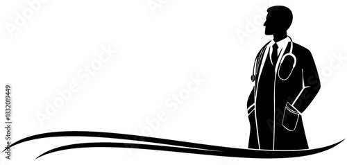 Silhouette of a doctor on duty of illustration vector