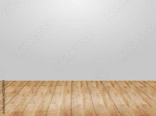 white wall mockup with a wooden floor