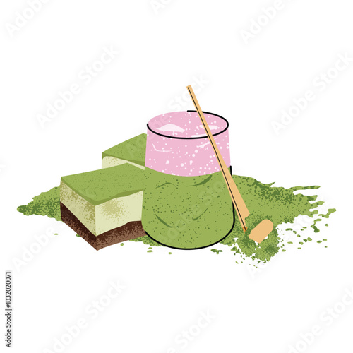 Japanese Matcha Drink, Dessert, and Tea Ceremony Set