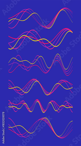 A sound wave or audio signal. An equalizer scale for recording or playback. Vector for brochure, banner, cover, postcard, flyer or presentation.
