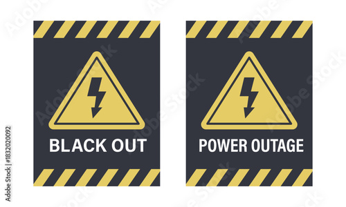 BLACKOUT（停電）サインのイラスト – 電力障害・インフラ警告アイコン