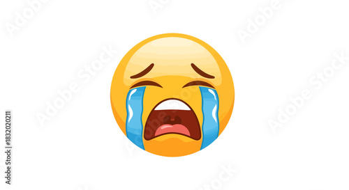Expressive crying emoji displaying sadness and disappointment with teardrops emotion