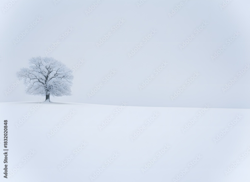 Fototapeta premium Minimalist Snow Covered Hill Winter Landscape Background