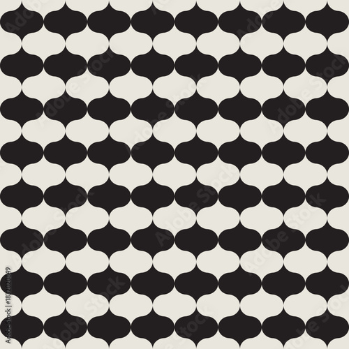 Classic Mid Century Modern seamless pattern in black and white shades. For home décor, wallpaper and textile.