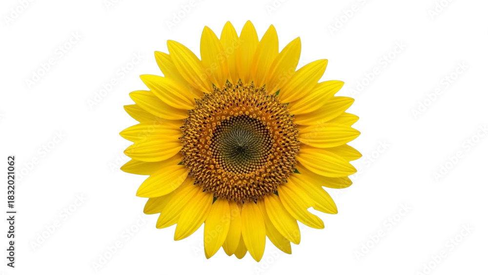 Fototapeta premium Bright Sunflower Blossom A Sunny Burst of Natural Beauty and Joy on White Background