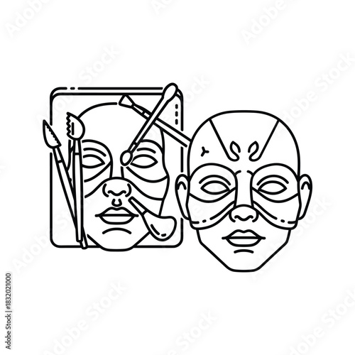 Skincare and Makeup Application with Facial Tools Icon