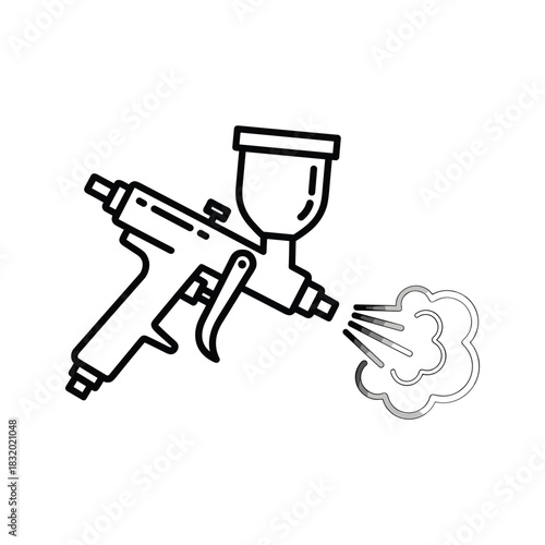 Outline Spray Gun with Spray Icon