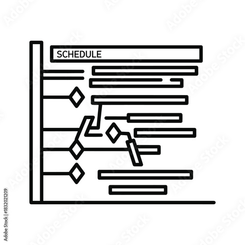 Project Schedule Gantt Chart Outline Icon