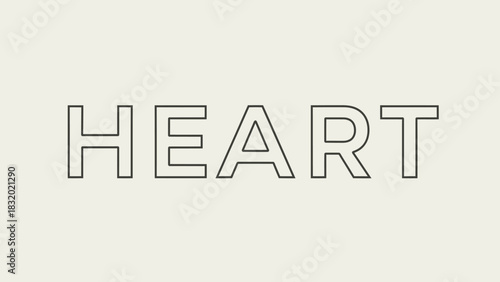 The word "HEART" is displayed in a simple, outlined, sans-serif font against a plain, light beige background.