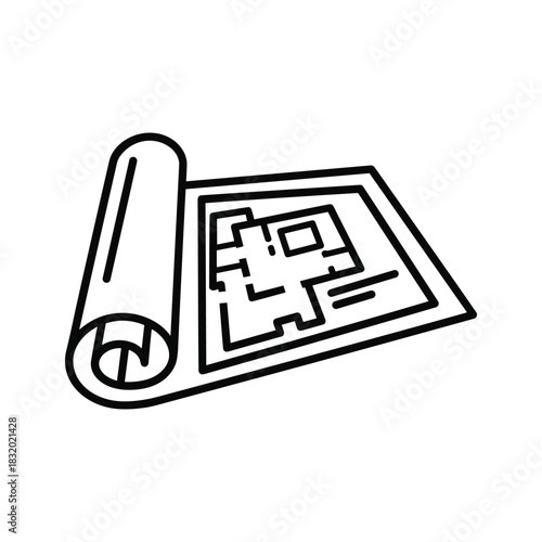 Stylized full moon line art illustration with craters and surface