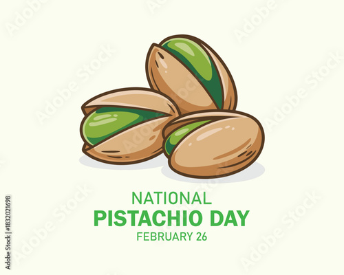 National Pistachio Day vector. Green pistachio nuts icon vector. Pistachios in shell and peeled illustration. February 26. Important day