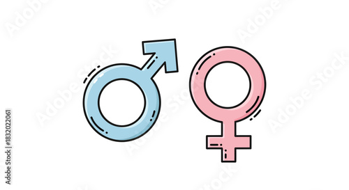 Gender symbols illustration, a stylized representation of male and female identities
