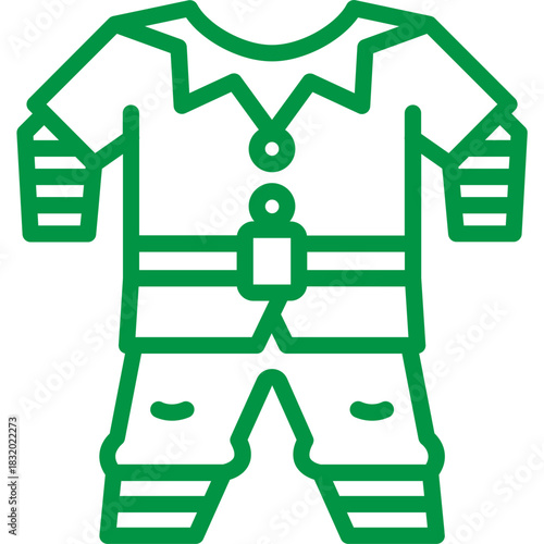 green elf style suit costume line icon and illustration