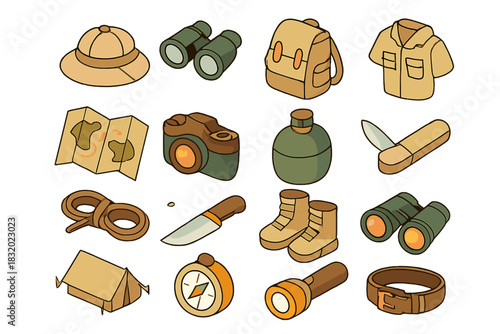 Essential camping and hiking gear collection for outdoor adventures and exploration