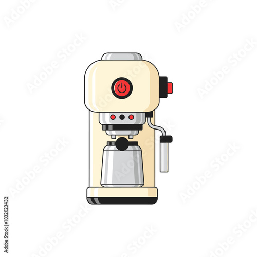 Charming retro espresso machine illustration evoking a sense of cozy, flavorful mornings
