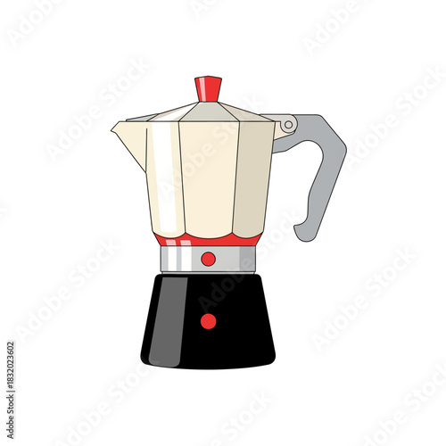 Stylized illustration of a moka pot for brewing rich and intense espresso style coffee