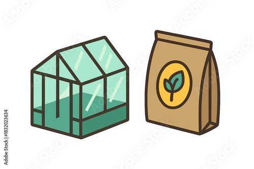 Greenhouse and plant food bag for gardening enthusiasts exploring plant care in their backyard