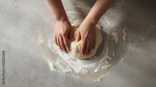 hands of a woman kneading dough