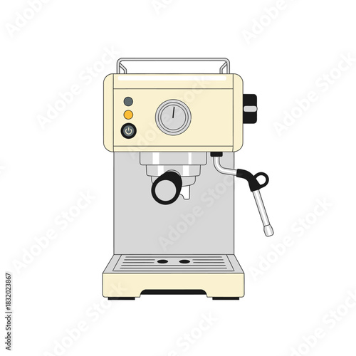 Minimalist cream espresso machine design illustration showcasing modern kitchen appliance vector art