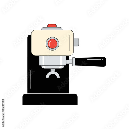 Stylized vector illustration of a retro coffee maker for digital design purposes
