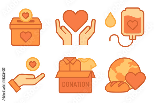 Heartwarming symbols of charity and community support for donations and blood drives