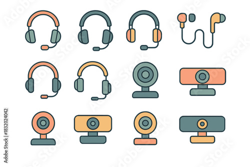 Different types of audio and video devices arranged in a grid layout for easy comparison