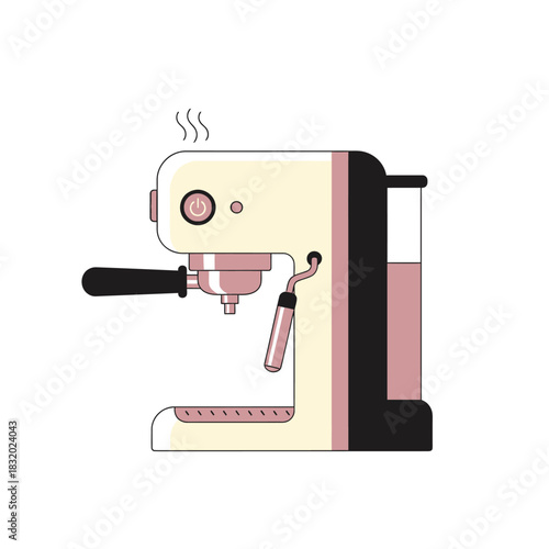 Stylized espresso machine illustration showcases design and potential for morning ritual depiction