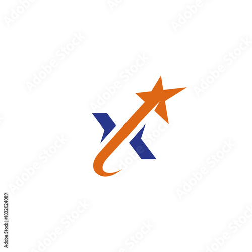 letter X with star logo icon vector template