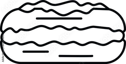 Eclair choux pastry outline line vector graphic