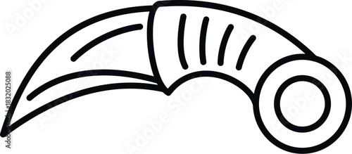 Karambit knife line art icon representing combat and self defense concepts