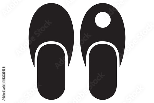Beach flip flops icon  black silhouette vector
