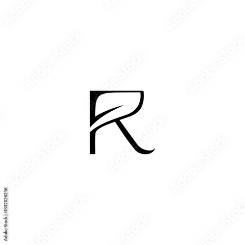 letter R initial with leaf nature logo icon vector template